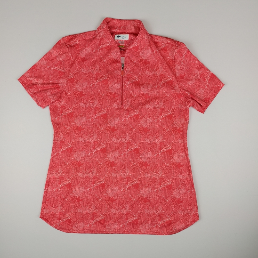 Greg Norman Golf Polo Pink Women's S Shirt Mermaid Tail Quarter Zip Mock Neck